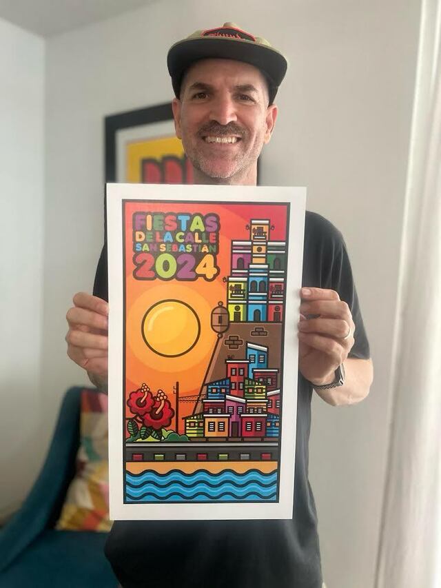 Artista crea cartel de las SanSe con realidad aumentada