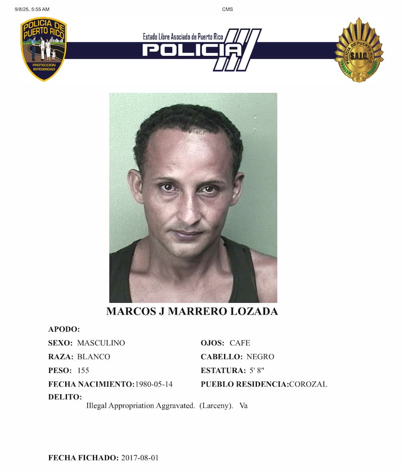 Marcos Javier Marrero Lozada tenía expediente criminal.