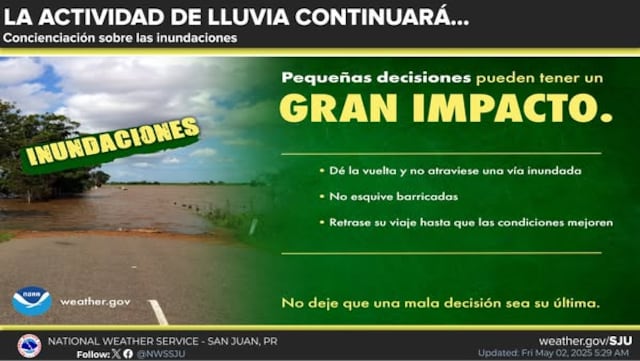 Humedad tropical seguirá provocando copiosas lluvias en Puerto Rico