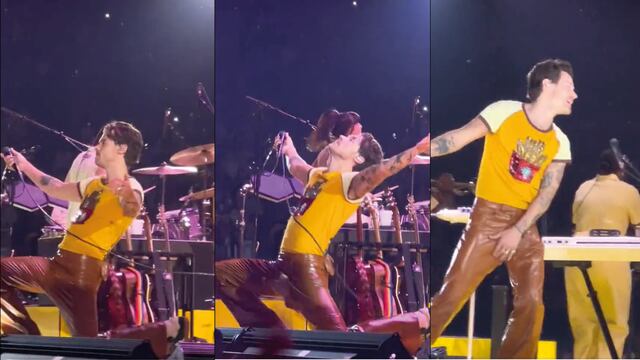 A Harry Styles se le rompió su pantalón en pleno concierto y Bad Bunny lo presenció