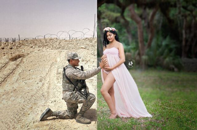 Fotografía reúne a soldado con su esposa embarazada