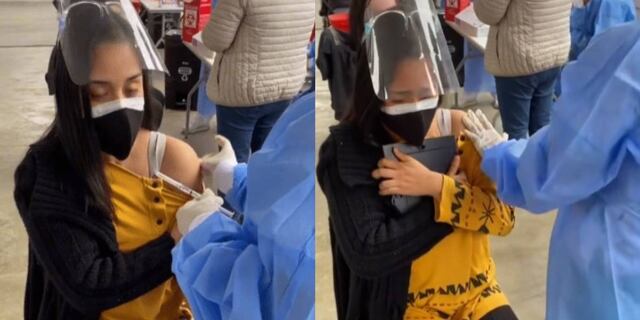 Joven conmueve al abrazar foto de su madre fallecida de Covid-19 mientras recibe la vacuna