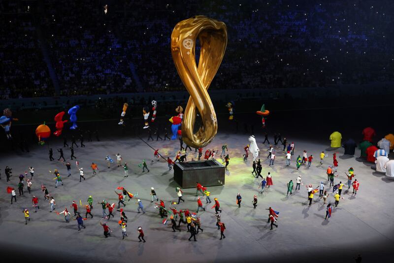 AL KHOR, QATAR - NOVEMBER 20: Dancers perform during the opening ceremony prior to the FIFA World Cup Qatar 2022 Group A match between Qatar and Ecuador at Al Bayt Stadium on November 20, 2022 in Al Khor, Qatar. (Photo by Mohamed Farag/Getty Images)
