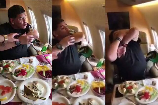 Maradona tomando tequila de su codo desde Rusia se vuelve viral