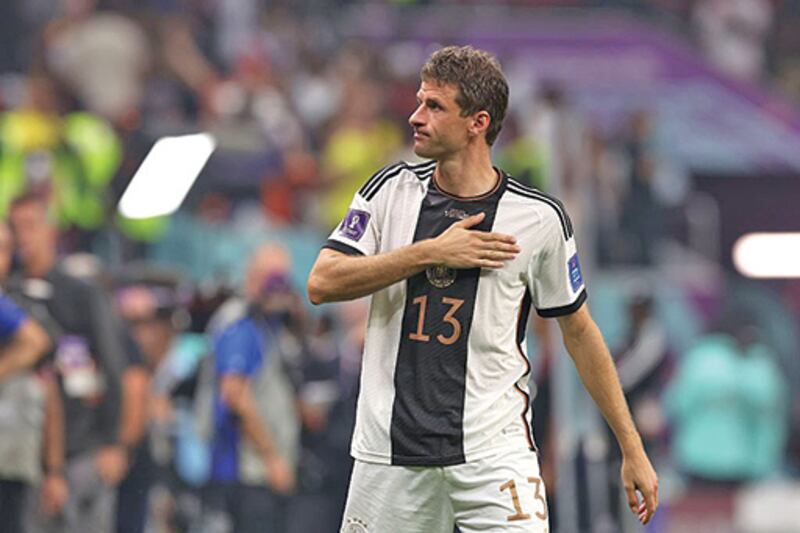 AL KHOR, QATAR - 1 DE DICIEMBRE: El alemán Thomas Müller durante la fase de grupo, en un encuentro contra Costa Rica.