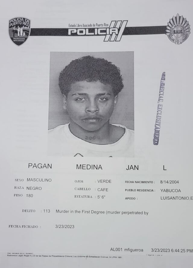 En la cárcel joven de 18 años imputado de asesinato en el 2021 en Yabucoa