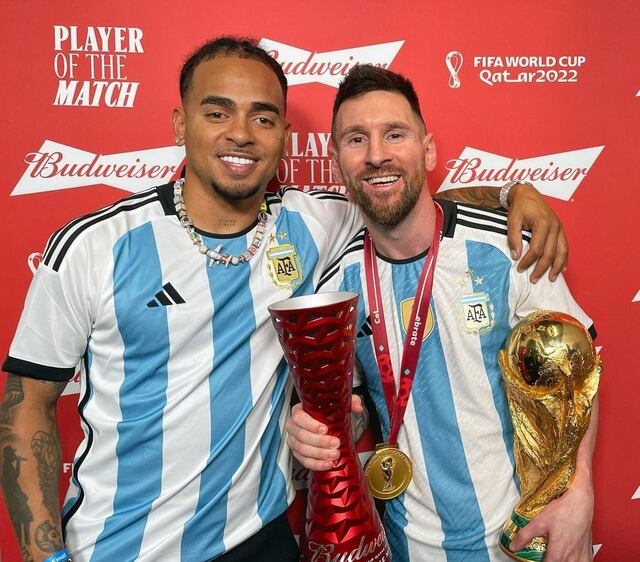 Ozuna celebra triunfo de Argentina junto a Messi