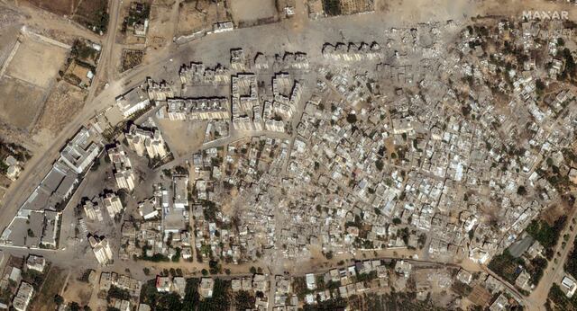 Así se ven desde el espacio los vecindarios de Gaza destrozados por los bombardeos israelíes