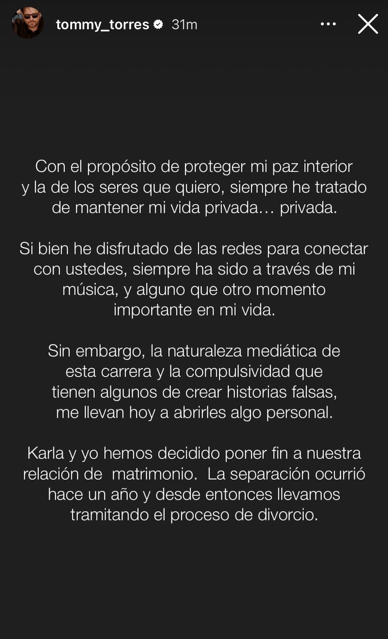 Esta semana la actriz Karla Monroig también realizó expresiones sobre el proceso de divorcio