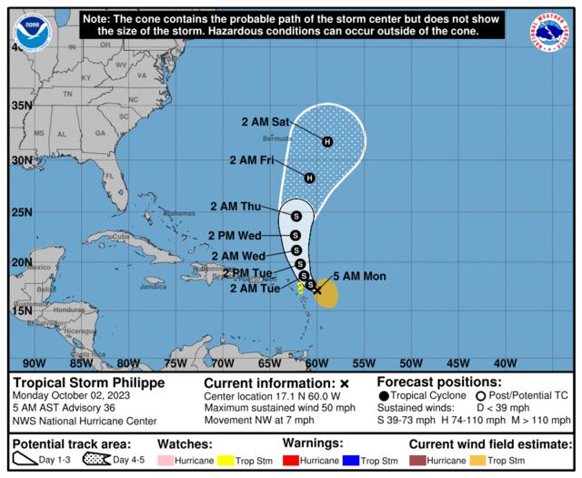 Tormenta tropical Philippe amenaza con inundaciones a las Islas de Barlovento