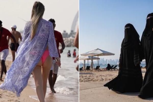 La playa qatarí donde conviven entre bikinis y las prendas musulmanas