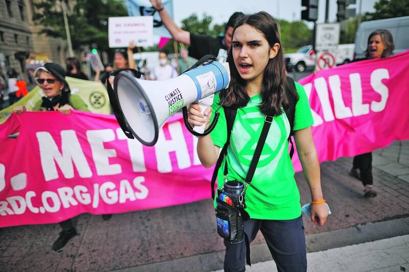 Protesta contra cambio climatico en Washington, D.C.