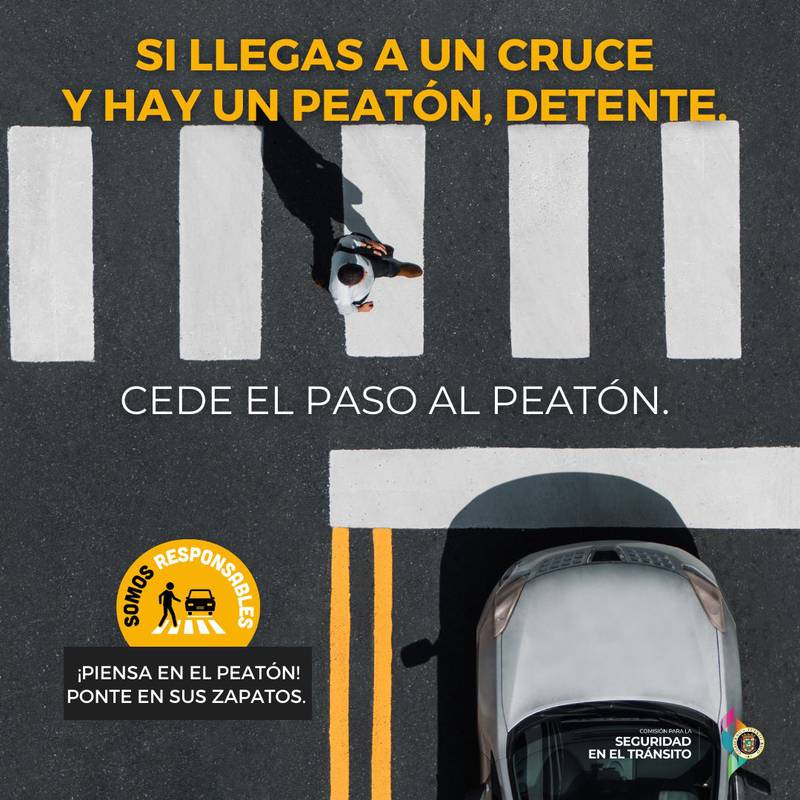 Comisión para la Seguridad en el Tránsito lanza campaña para respetar los cruces peatonales.