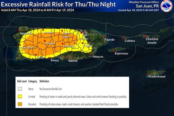 Persisten las lluvias fuertes sobre Puerto Rico