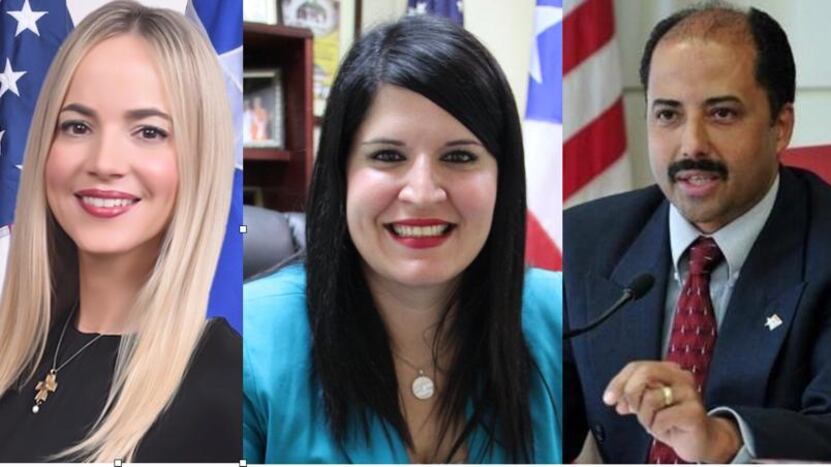 De izquierda a derecha, senadores Rodríguez Veve, Hau y Ruiz Nieves