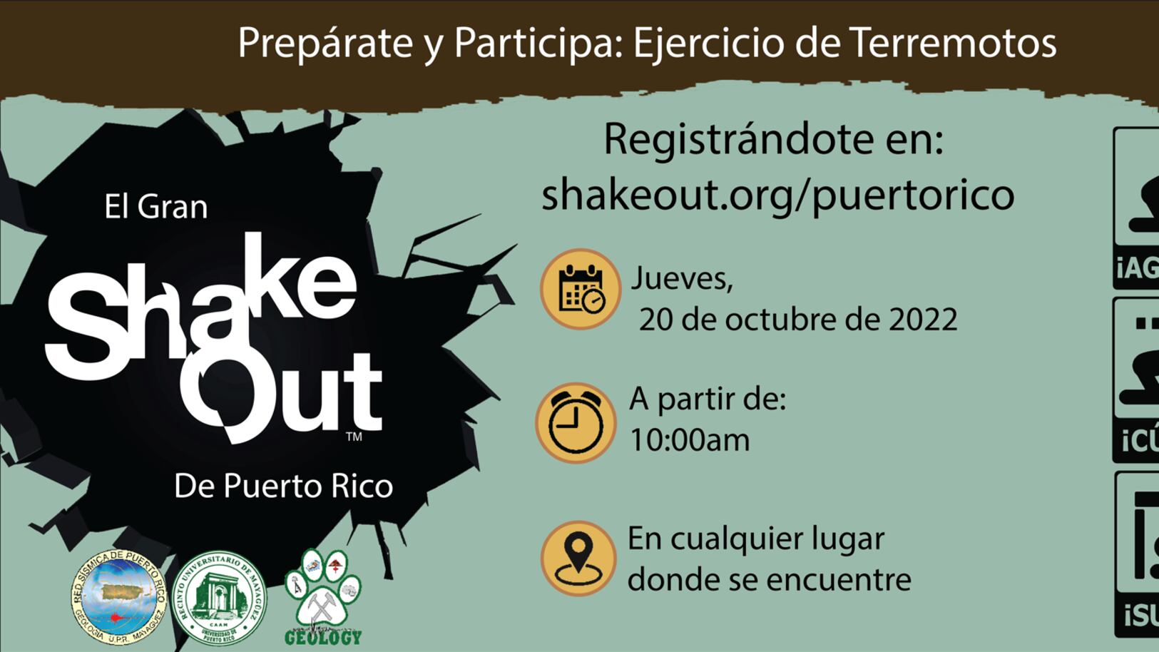 Red Sísmica de Puerto Rico del RUM invita a participar de El Gran Puerto Rico ShakeOut 2022