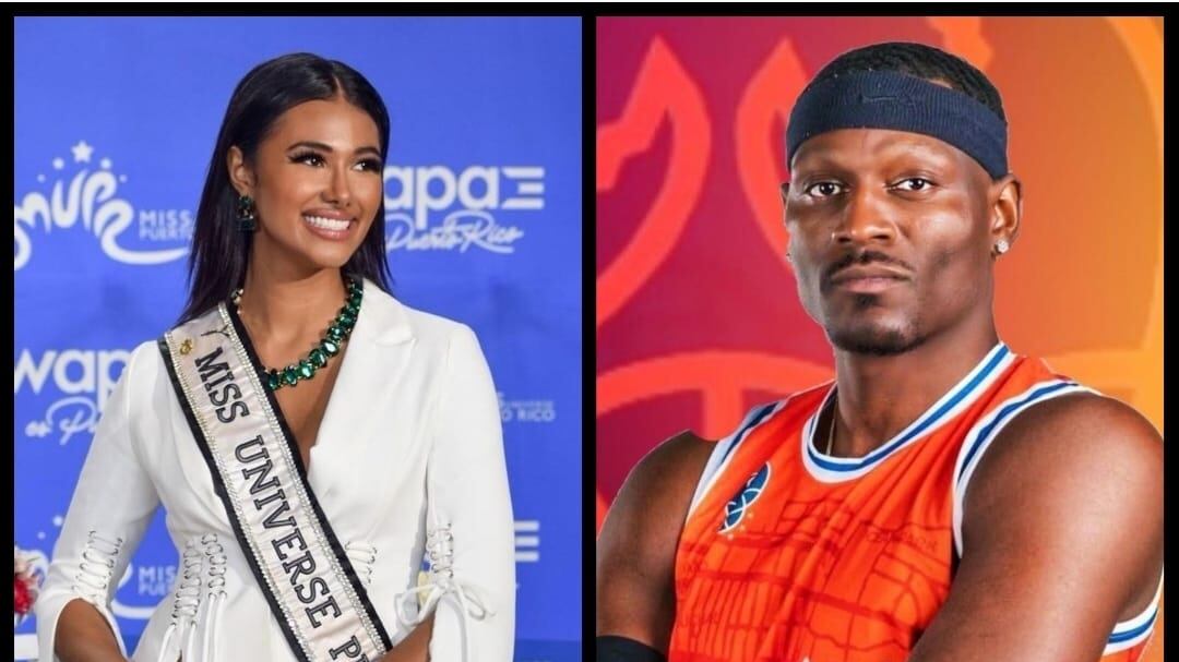 La saliente Miss Universe Puerto Rico, Michelle Colón y el baloncelista Ramón Clemente.