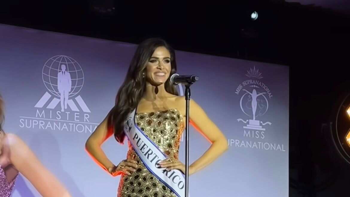 La boricua Fiorella Medina Pérez lució un vestido del diseñador Luis Antonio.