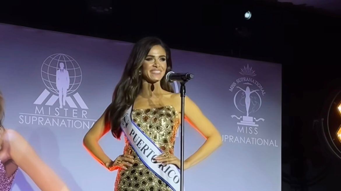 La boricua Fiorella Medina Pérez lució un vestido del diseñador Luis Antonio.