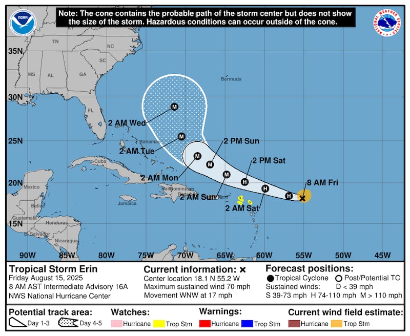 El sistema pasará al norte de Puerto Rico, provocando fuertes lluvias.