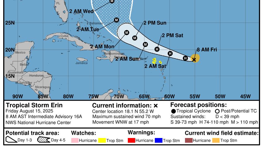El sistema pasará al norte de Puerto Rico, provocando fuertes lluvias.