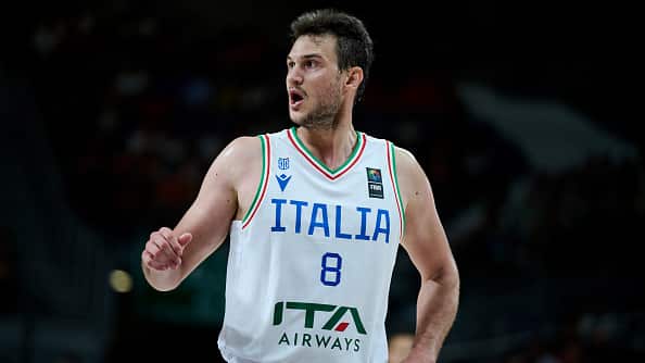 MADRID, ESPAÑA - 25 DE JUNIO: Danilo Gallinari #08 de Italia en acción durante un partido amistoso de preparación para los Juegos Preolímpicos entre España e Italia el 25 de junio de 2024 en Madrid, España. (Foto de Borja B. Hojas/Getty Images)