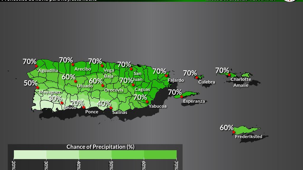 Pronóstico del tiempo para el 15 de diciembre de 2023.