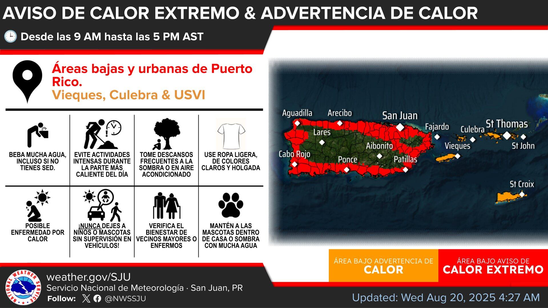 Aviso de calor extremo para Puerto Rico.