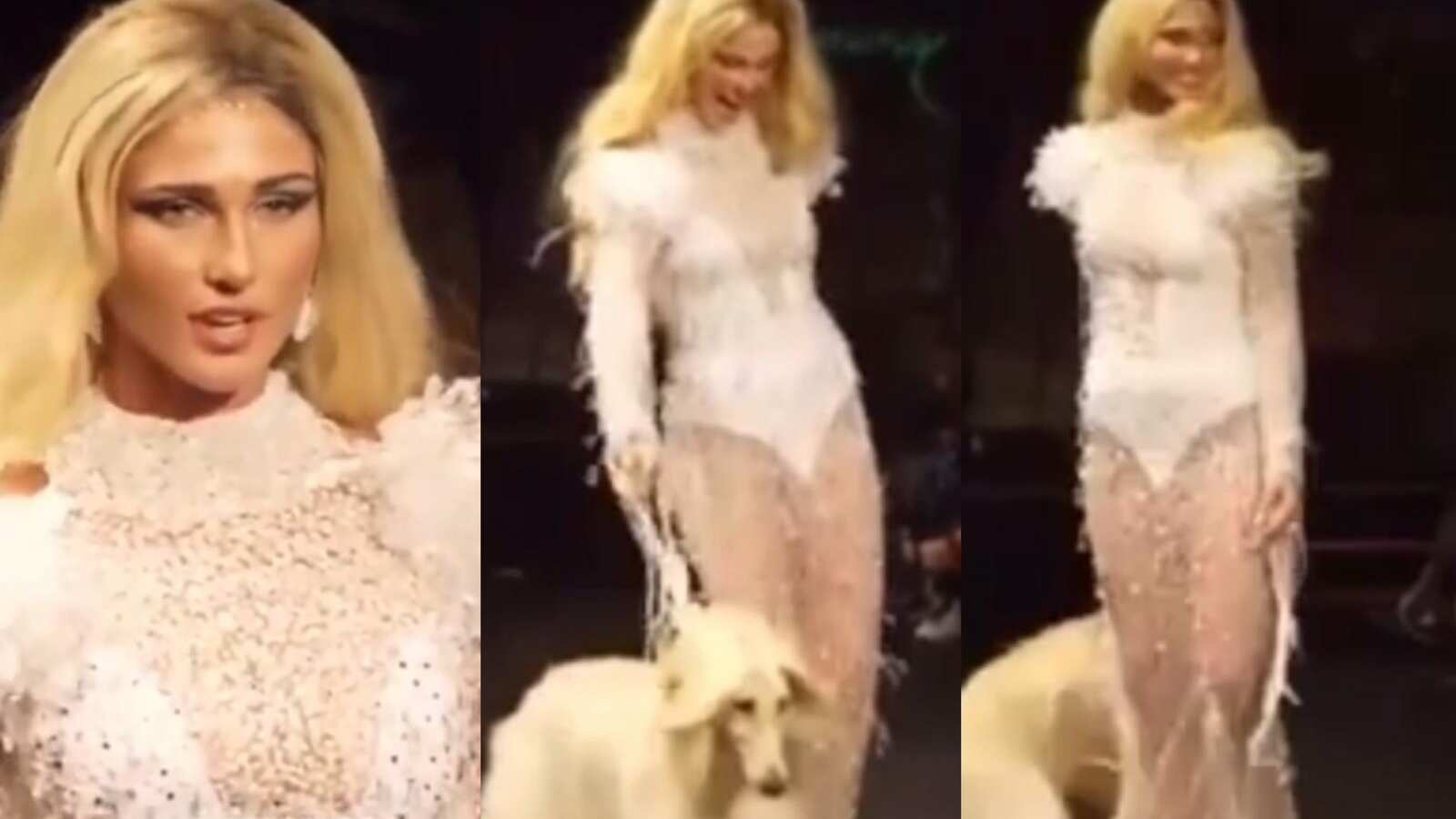 Miss Perú Universo 2022 en un desfile en el New York Fashion Week.