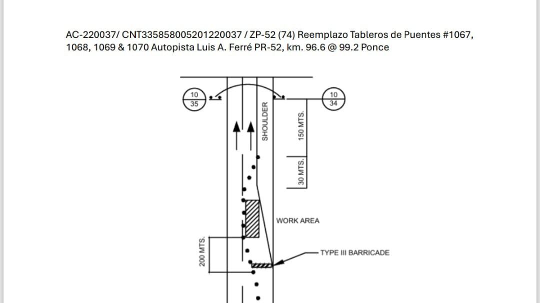Carreteras anuncia trabajos de rehabilitación de puentes en la PR-52 en Ponce.