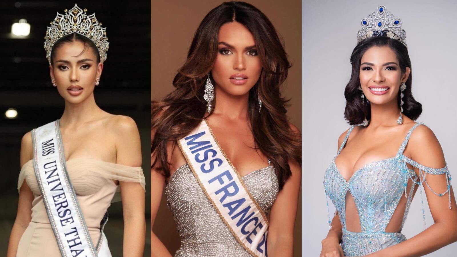 Delegadas de Tailandia, Francia y Nicaragua para Miss Universo 2023.