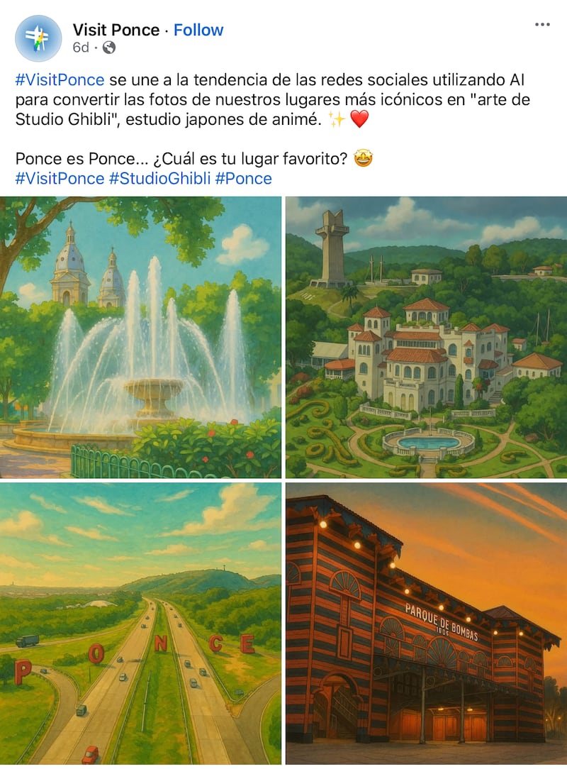 Publicación de Visit Ponce en Facebook.