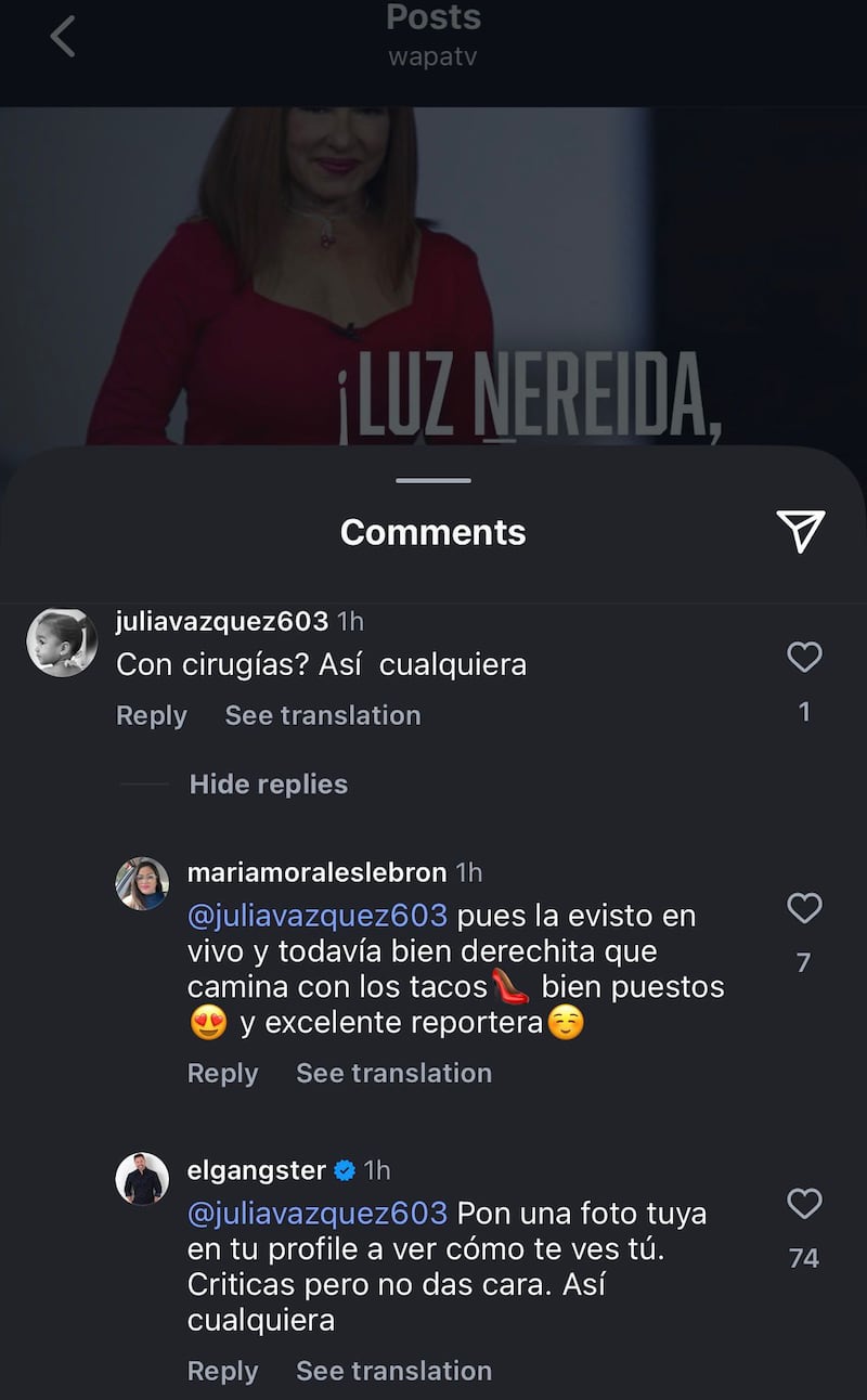 Un comentario negativo de una usuaria en Instagram, fue ripostado por Antonio Sánchez El Gangster.