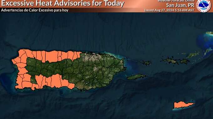 Advertencias de calor excesivo para el martes, 27 de agosto de 2024.