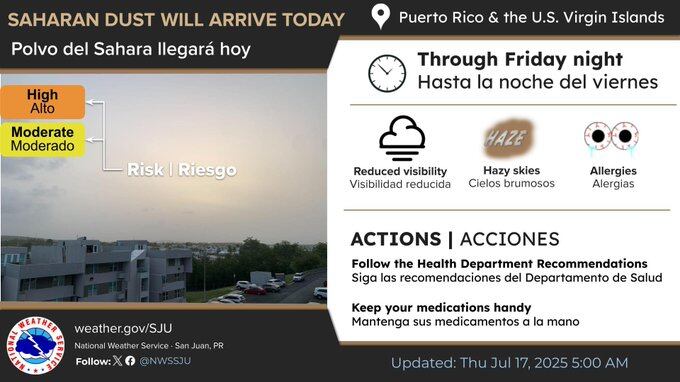 Polvo del Sahara sobre Puerto Rico.
