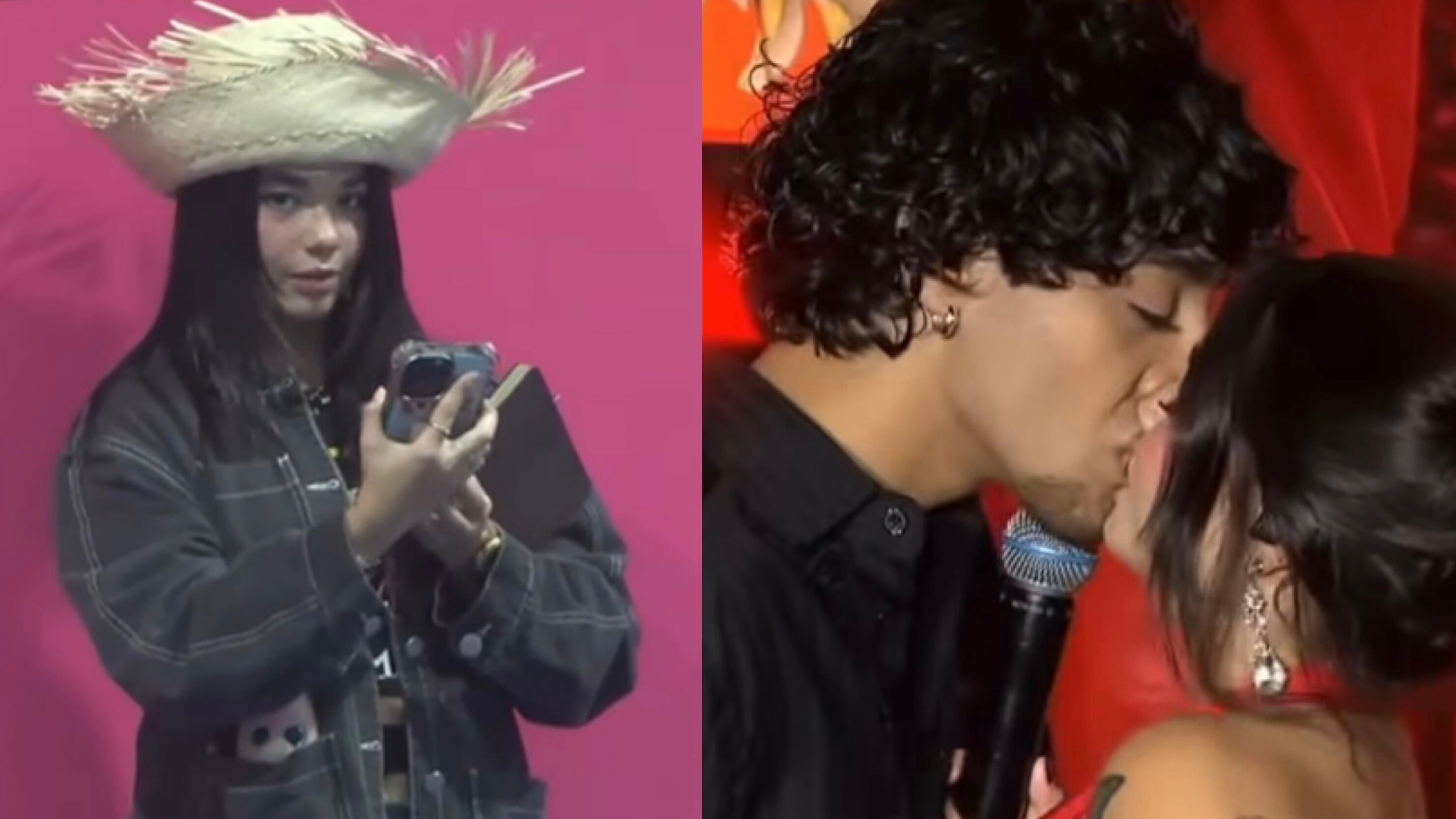 Taishmara durante su llamada y la joven, natural de Cidra, junto a Santiago en su presentación de la quinta gala.