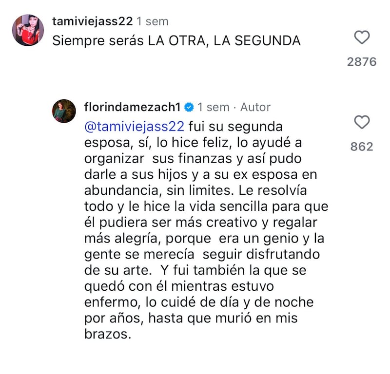 Respuesta de Florinda Meza en Instagram