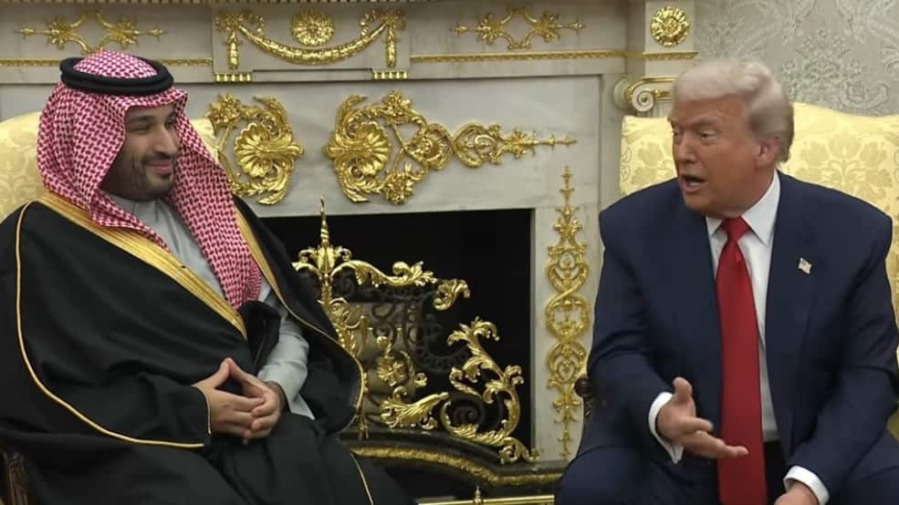 El presidente de Estados Unidos, Donald Trump, recibe en la Casa Blanca al príncipe heredero de Arabia Saudí, Mohamed bin Salmán