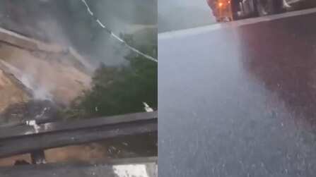 Camión colgando puente China