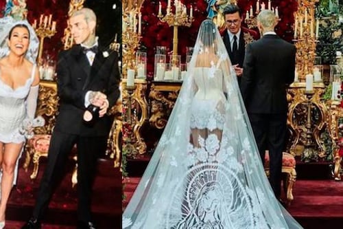 Kourtney Kardashian y Travis Barker bailan al son de Andrea Bocelli en su boda