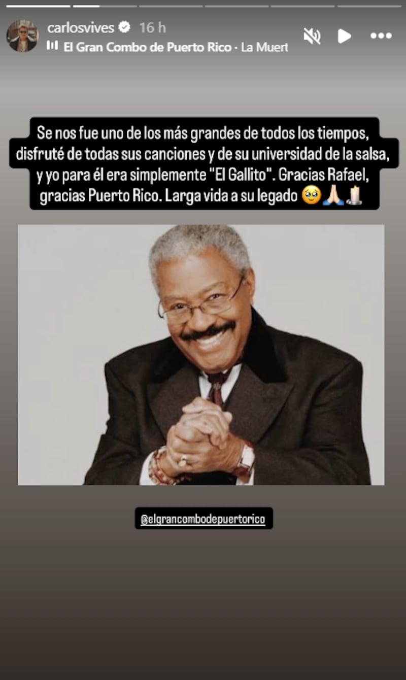 Carlos Vives le envió su sentido pésame a la familia de Rafael Ither