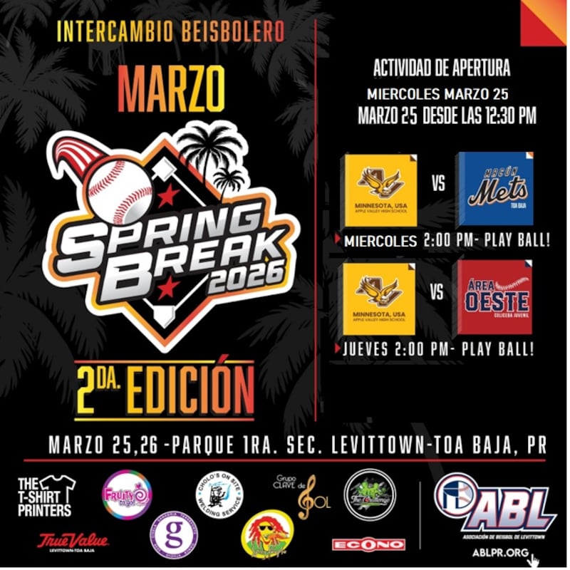 Intercambio Beisbolero Spring Break 2026.