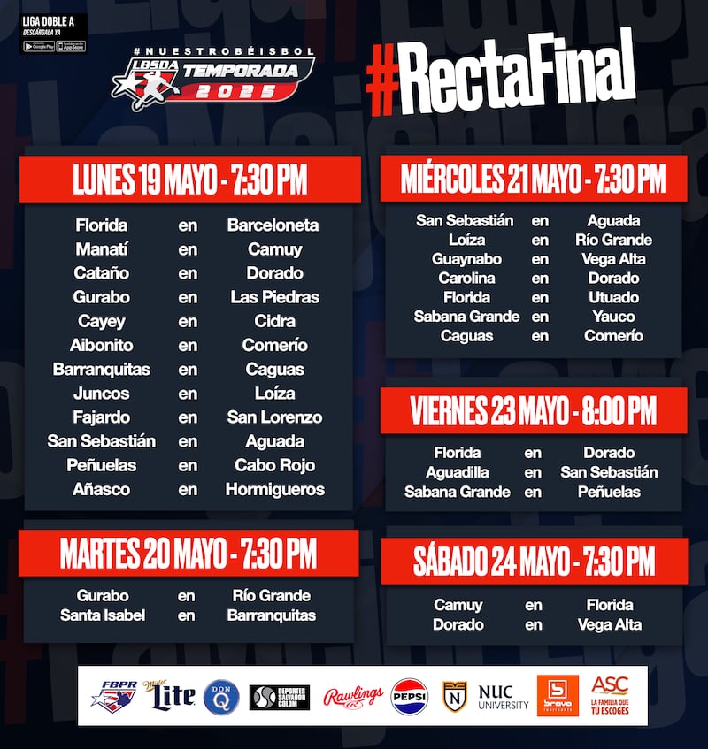 Calendario de la postemporada temporada 2025 de la pelota Doble A.