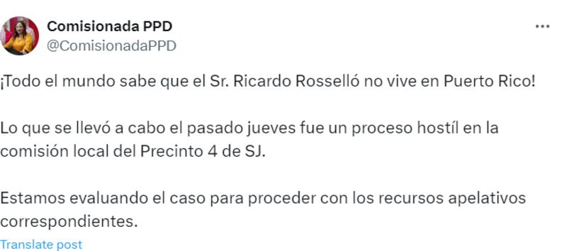 Comisionada Electoral del PPD