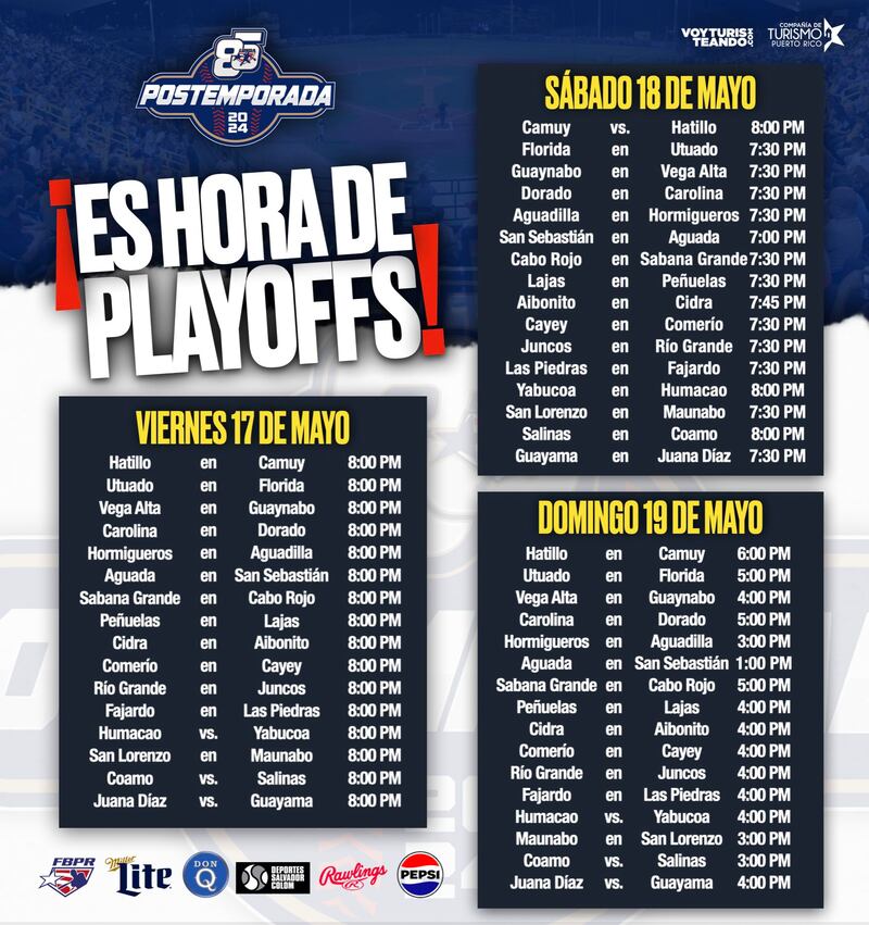 Calendario primer fin de semana Series Semifinales de Sección