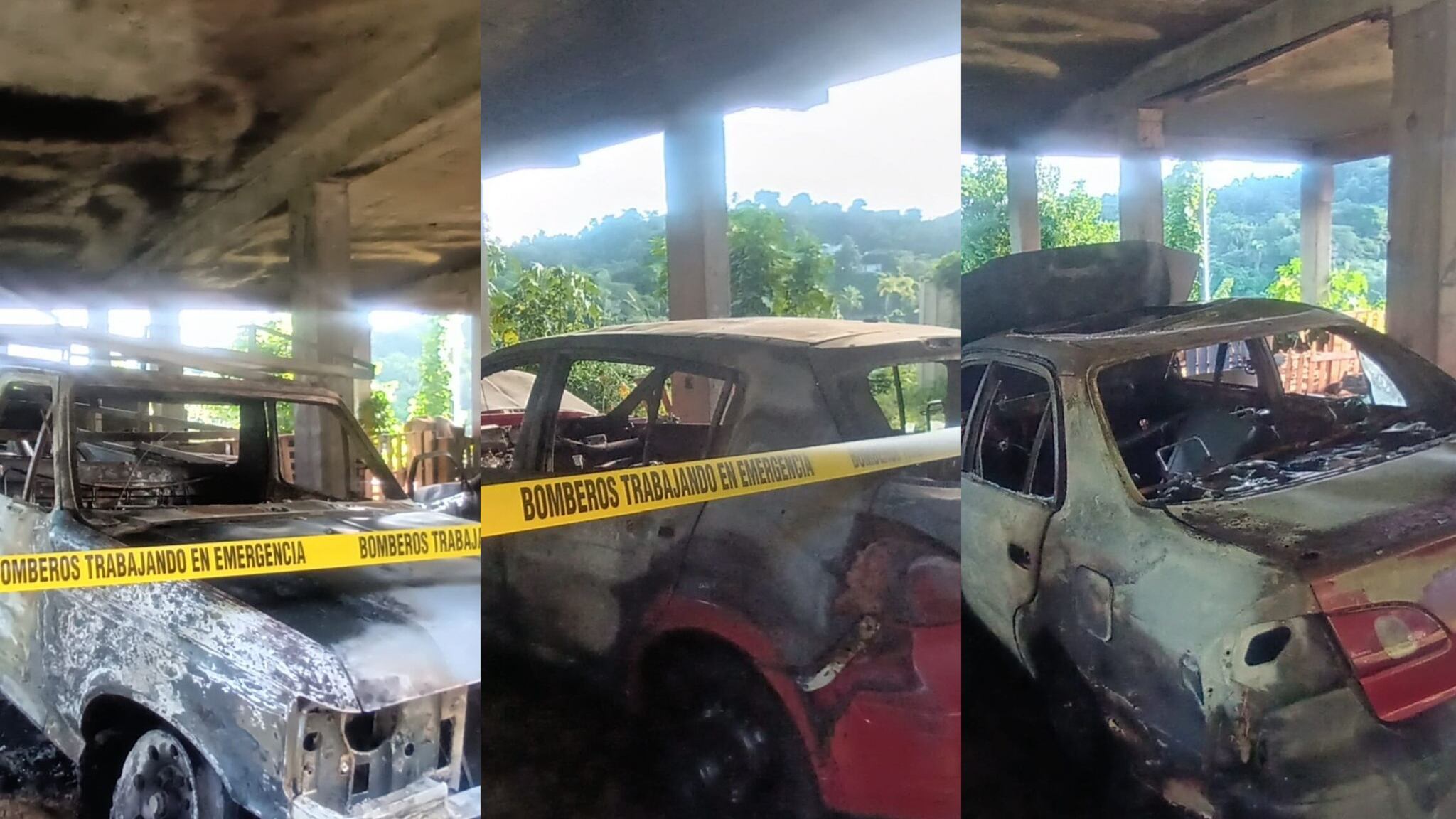 Incendio de vehículos en Aguada.