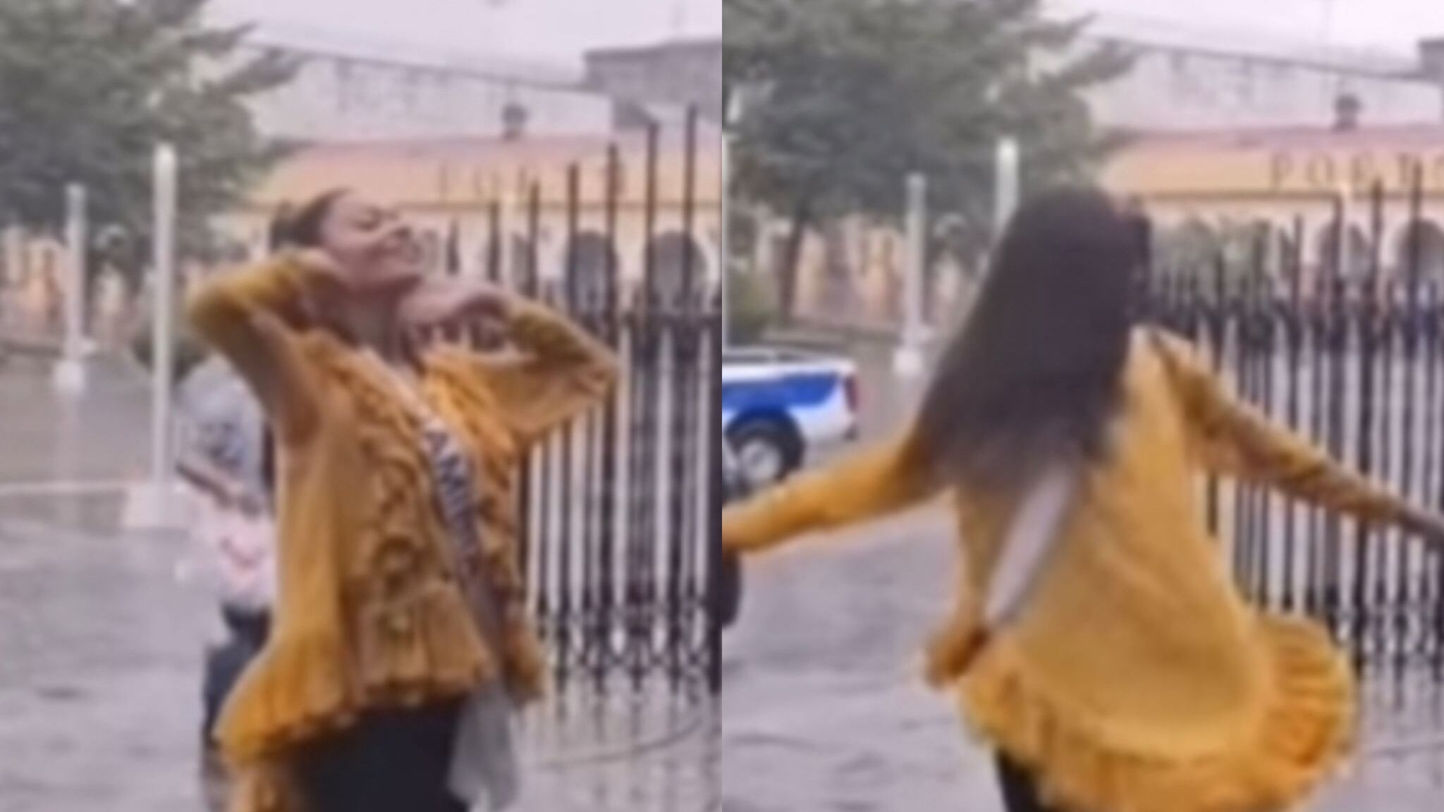 Candidata de Miss Universo 2023 se emociona y disfruta la lluvia.