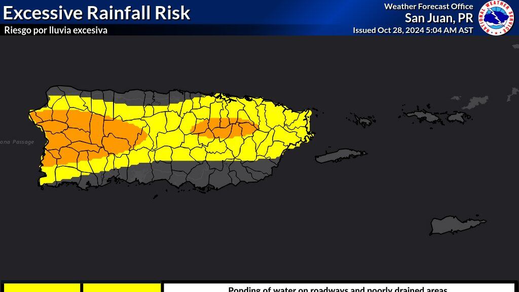 Tiempo para el lunes, 28 de octubre de 2024.