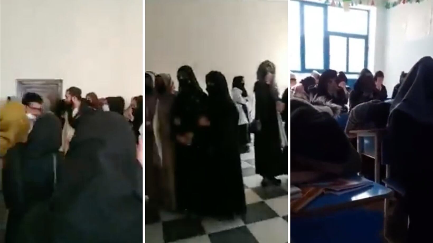 Mujeres afganas lloran al quedar excluidas de la universidad