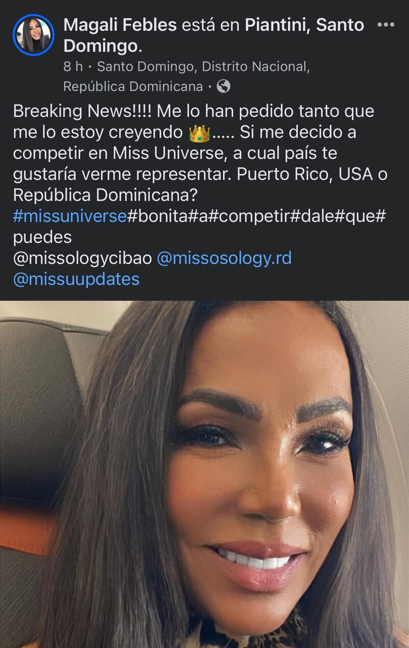 Publicación de Magali Febles en sus redes sociales.